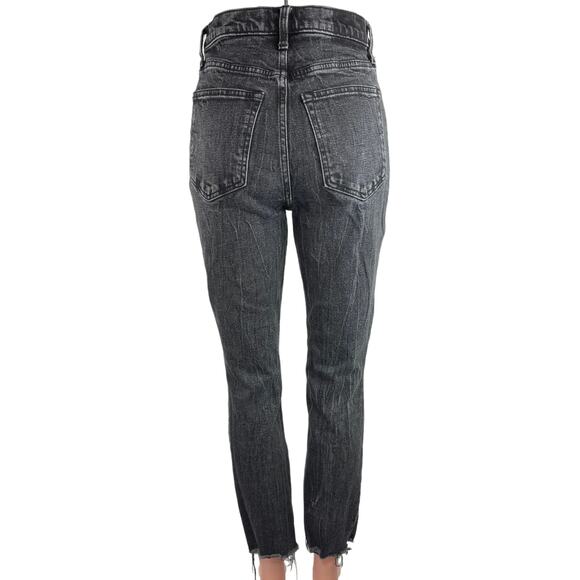 Abercrombie & Fitch Black Denim Distressed Ultra High Rise Mom Jeans Size 26 - Picture 3 of 5